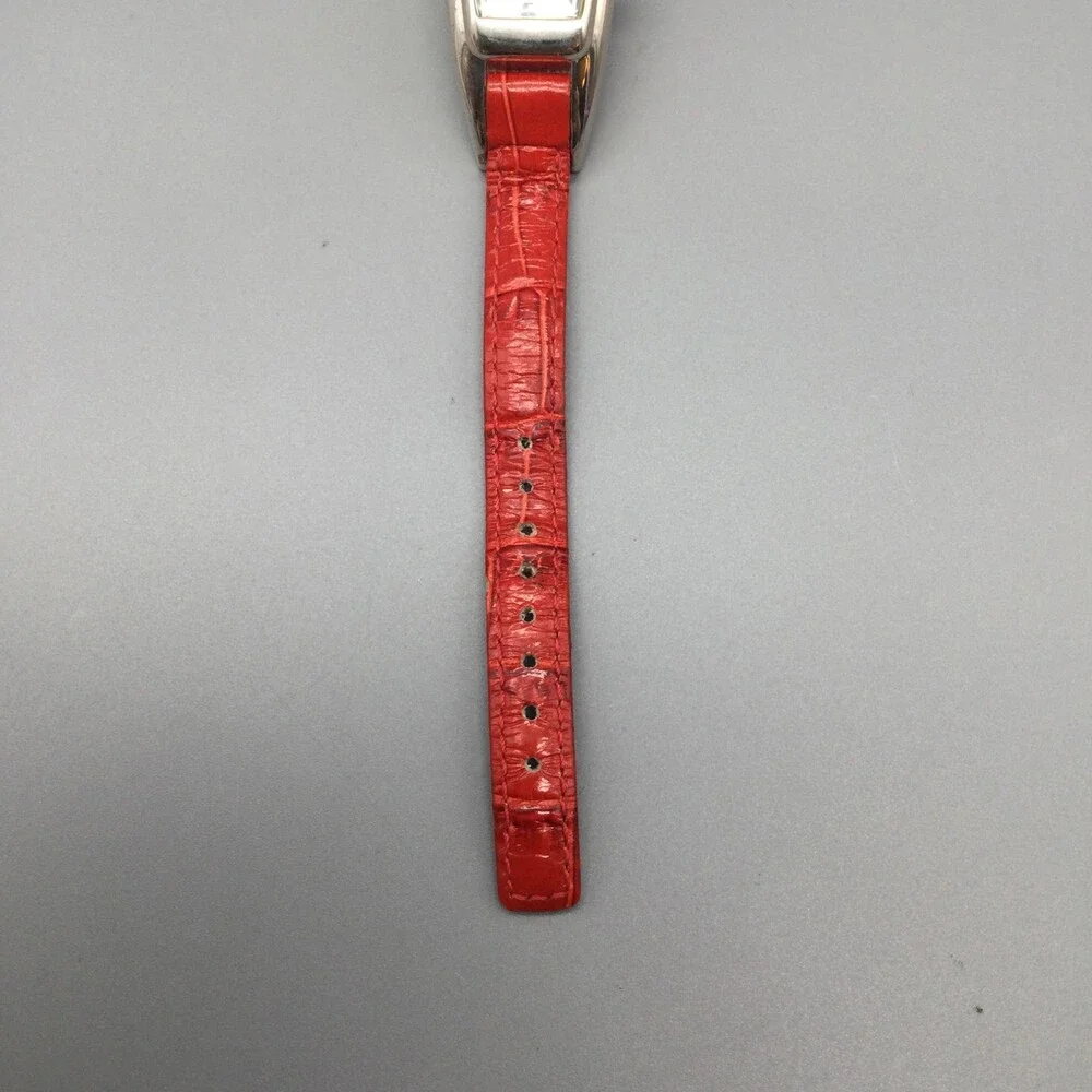 Silpada Designs Womens Watch 21mm White Dial Red Leather Tonneau New Battery